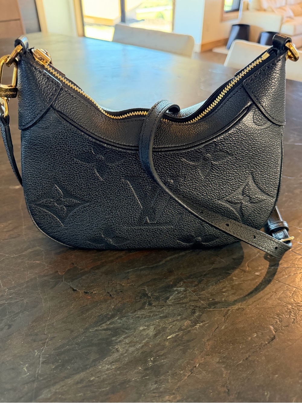 Louis Vuitton Black Embossed Monogram Shoulder Bag